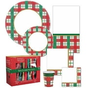 Hanna K. Signature Christmas 1-Pack Plaid Plastic Tablecover, 54 by 96-Inch