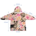 thumbnail image 7 of Yorkie Dog and Flower Florals Blanket Hoodies for Kids 6-13YR Oversize Wearable Blanket Hoodies for Boys Girls Teens, 7 of 7