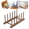 thumbnail image 3 of Plate Rack Foldable Bamboo Dish Drying Rack, Compact Wooden Kitchen Storage Drainer with Composite Wood for Plates Trays Cutting Boards, 3 of 7