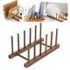 thumbnail image 1 of Escurridor De Platos De Bambú Con Soporte Para Platos, Estante Compacto De Almacenamiento De Platos De Madera Para Platos, Tabas De Cortar, Libros, Estante De Cocina Plegable, 1 of 7