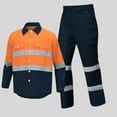 thumbnail image 4 of Aofany Men's 2 Pieces Outfits Wear-Resistant and Reflective Long Sleeve Lapel Tops & Pants Machine Repair Clothes, Welding Workshop Construction Labor Protection Work Clothes Set, 4 of 8