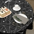 thumbnail image 5 of Halloween Spider Web Table Cloth Round Black and White Bat Tablecloth 60 Inch Decor Washable Stain and Wrinkle Resistant Round Table Cover for Dining Picnic, 5 of 6