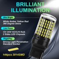 thumbnail image 2 of 2 bombillas LED Canbus 3014 144Smd para coche, T20 7440 W21W, para luz de freno, luz de estacionamiento y marcha atrás, color rojo, 2 of 5