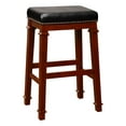 thumbnail image 2 of Linon Kennedy Backless Wood Bar Stool, 30" Seat Height, Dark Cherry Finish with Black Fabric, 2 of 11