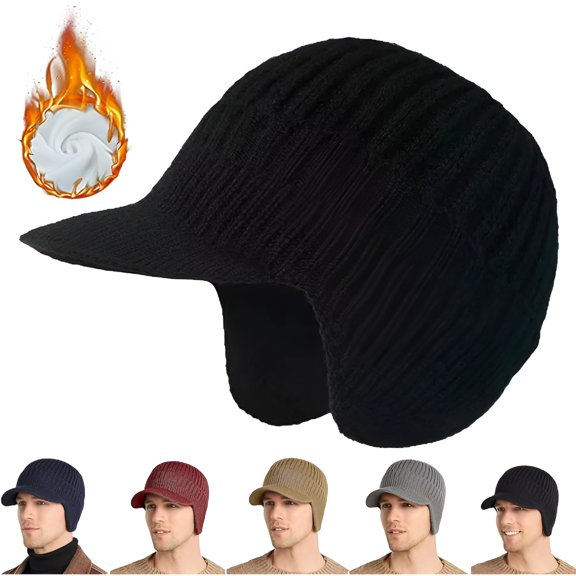 TELOLY Beanie, Beanie, Knitted Hat, Mens Winter Hat with Brim