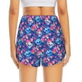 thumbnail image 2 of Lsque Blue Skull Flower Printed Women's Running Shorts with Liner Pockets,Elastic Quick Dry Workout Athletic Gym Yoga Shorts,Womens High Waist Shorts-X-Large, 2 of 9