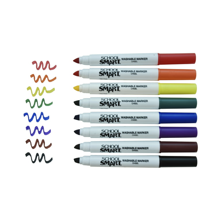 School Smart Non-Toxic Permanent Markers, Broad Chisel Tip, Assorted  Colors, Pack of 48