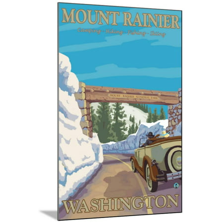 Entrance to Park, Mt. Rainier National Park, Washington Wood Mounted Print Wall Art By Lantern (Best Entrance To Mt Rainier)