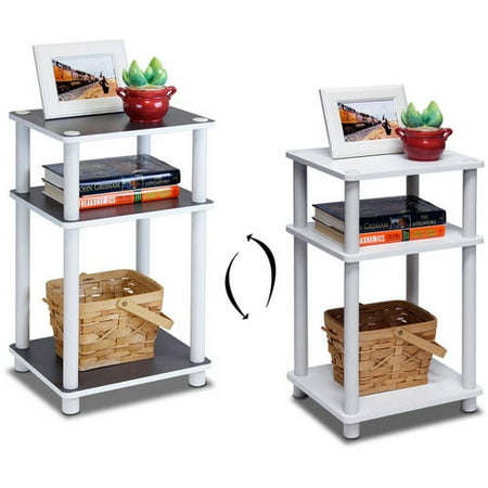 Furinno 2-11087 Just 3-Tier No Tools Tube End Table, White with White Tube
