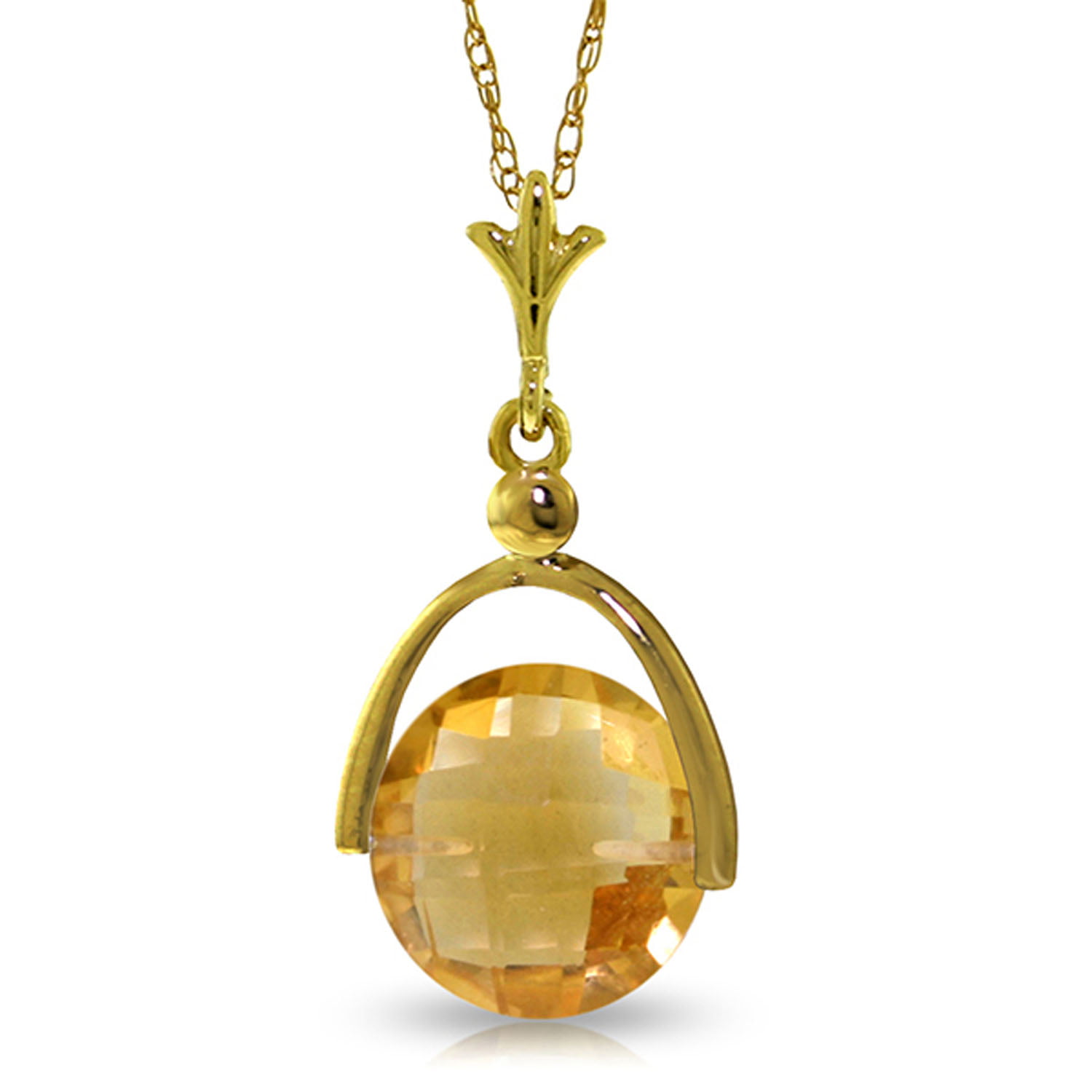 14K Yellow Gold Checkerboard Cut Gemstones Necklace 20 Inches