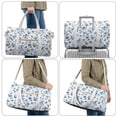 thumbnail image 6 of Garronmavis Large Quilted Duffle Bag for Women, Blue Floral Weekender Overnight Travel Carry On Tote, Gym Dance Shoulder Bag with Zipper Pockets & Luggage Sleeve, 6 of 7