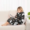 thumbnail image 4 of Spooky Halloween Icons Pattern Blanket Hoodies for Kids 6-13YR Oversize Wearable Blanket Hoodies for Boys Girls Teens, 4 of 7