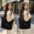 thumbnail image 5 of Foldable Nylon Shoulder Tote Bag with Zipper Closure, Large Capacity Lightweight Handbag for Travel, Work, Commute, and Daily Carry, 5 of 5