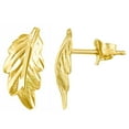 thumbnail image 1 of Precious Stars 14K Yellow Gold Feather Shaped Earring Studs, 1 of 4