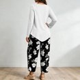 thumbnail image 5 of Zormilly Plus Size Outfits for Women 2 Piece Sets Long Sleeve Shirts Printed Wide Leg Pants Soft Lounge Sets, S-5XL, 5 of 6