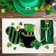 thumbnail image 5 of St. Patricks Day Placemats Set of 4, Shamrock Clover Top Hat Stripes Dining Table Place Mats, Irish Spring Kitchen Decor Home Decoration 12 x 18 Inch, 5 of 6