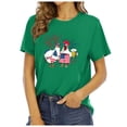 thumbnail image 4 of TSADFHJI Hauts pour Femmes Manches Longues Tendance 2024 Mode Décontractée Imprimé Mignon Col Rond Manches Courtes TTG Vert, 4 of 4
