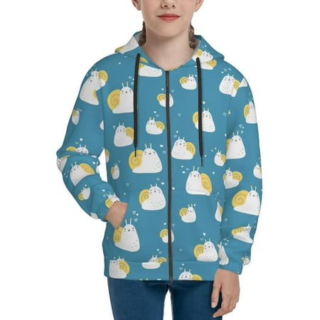 

Hoodies for Teen Girls Boys Cute Snail Print Blue Long Sleeve Youth Kids Essentials Zip Up Hoodie Lghtweight Fashion Hoodies & Sweatshirts Jacket Fall Winter Outfits Tops