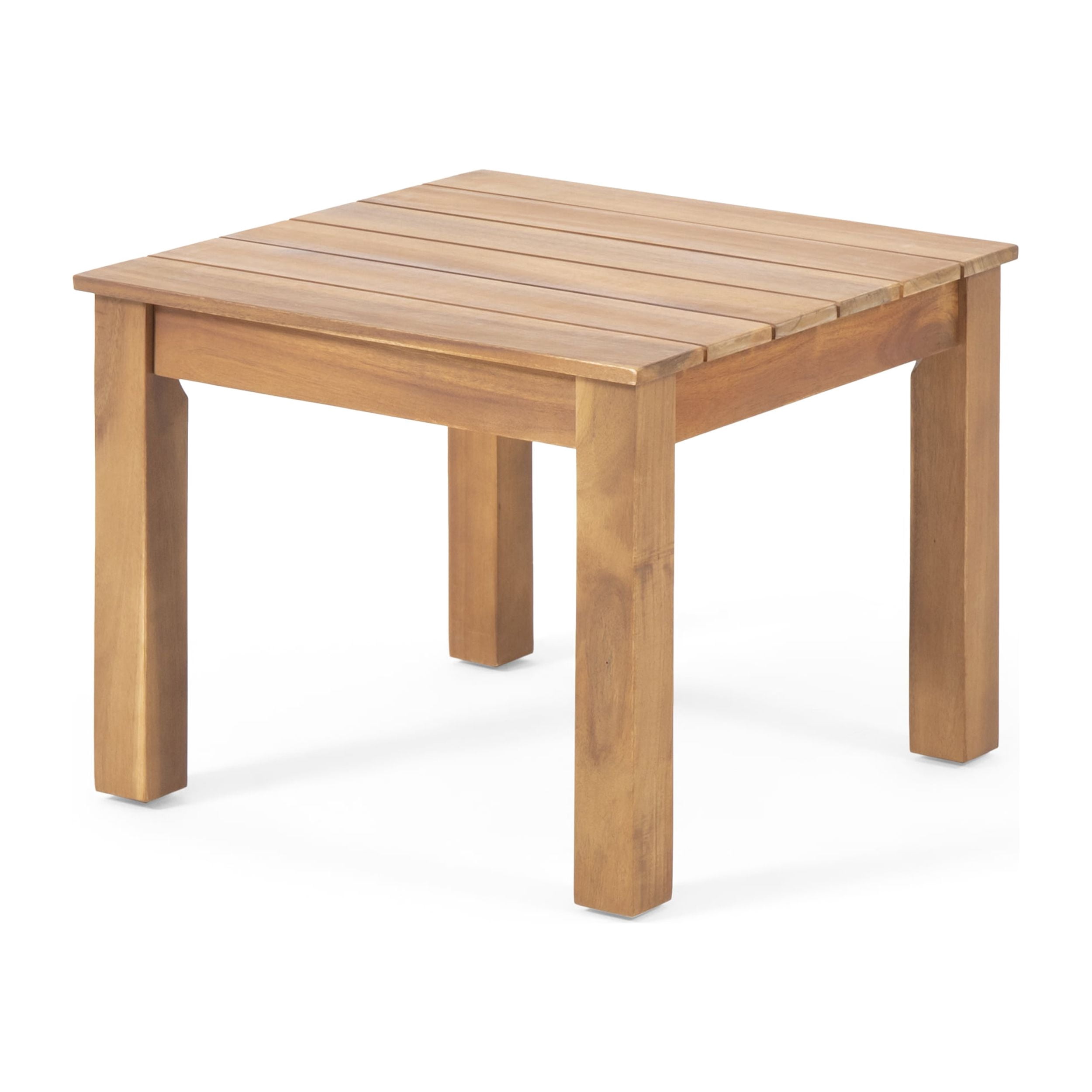 Outdoor Square Accent Side Table, Acacia Wood Leisure Decoration Table for Patio Garden, Teak