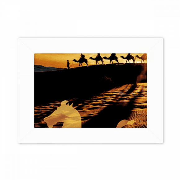 Desert Along the Way to the Silk Road Map Camel Photo Mount Frame Picture Art Painting Desktop 5x7 inch
