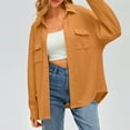 thumbnail image 4 of AherBiu Womens Jacket Shacket Button down Shirts Lapel V Neck Long Sleeve Tops Fall Casual Loose Outwear, 4 of 6