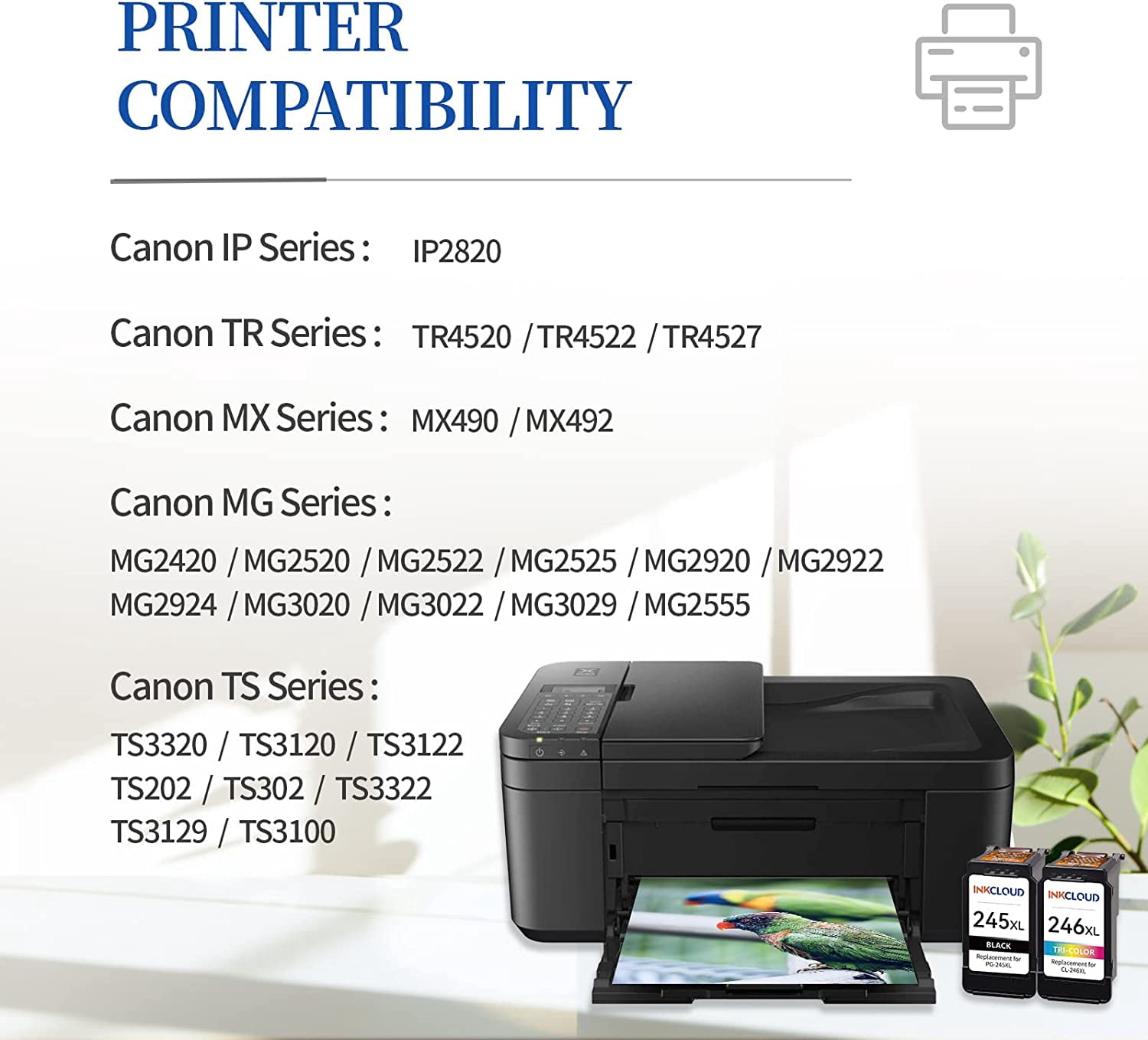245XL 246XL Ink Cartridges Compatible with Canon PG-245XL CL-246XL for PIXMA MG2522 TR4522 IP2820 MX492 Printer (Black, Tri-Color)