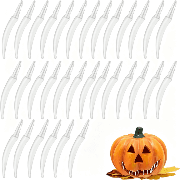 BESTSKY 32Pcs Halloween Pumpkin Teeth Decorations,Plastic Fake Teeth Pumpkin Fang Decorating Kit,Horror Theme Party Decorations Carving Accessories for Home Party Decor DIY Activities