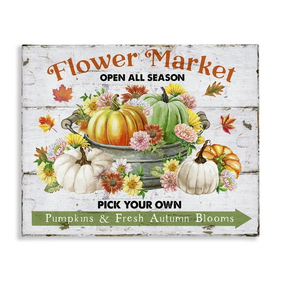 Stupell Industries Pick Your Own Fall Market Plants & Flowers Painting Wrapped Canvas Art Print Wall Art, 20 x 16