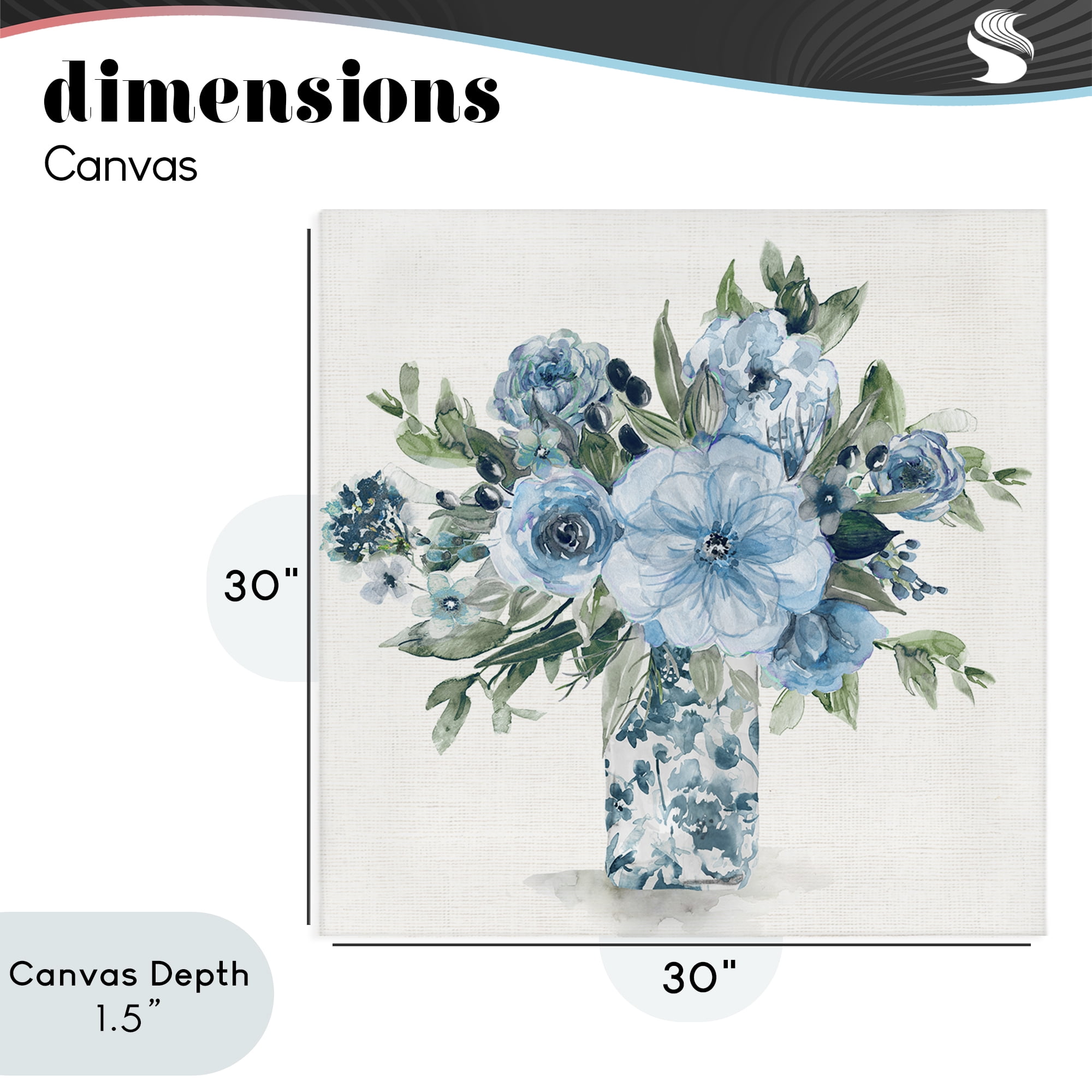 Stupell Industries Pastel Blue Bouquet Foliage Canvas Wall Art, design by Carol Robinson