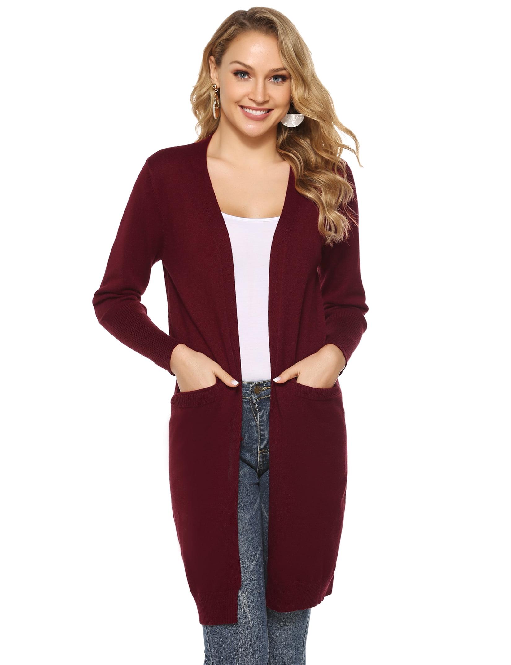 Abollria Essentials Women's knit Cardigan Lightweight Longer Length  Cardigan Sweater - Walmart.com