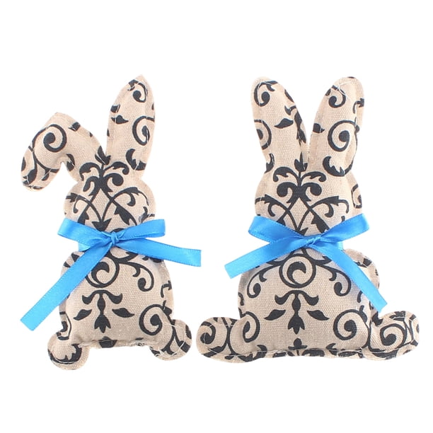 Decoraciones de Fiesta Azules Y Blancos Serie de Porcelana Azul Y Blanco Conejos de Tela Ornamentos Conejos de Pascua Suministros de Diseño de Fiesta de Vacaciones Decoraciones de Pascua para el Hogar