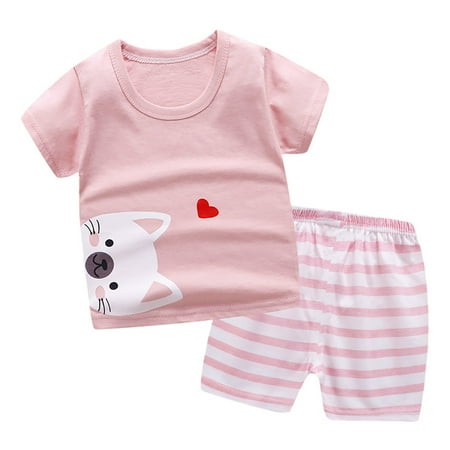 

Toddler Boys Sets Summer Toddler Boys Girls Summer Cartoon Printed Short Sleeved Tops And Shorts 2PC Children S Suit Fall Clothes For Toddler Boys Light Pink 12-18 Months
