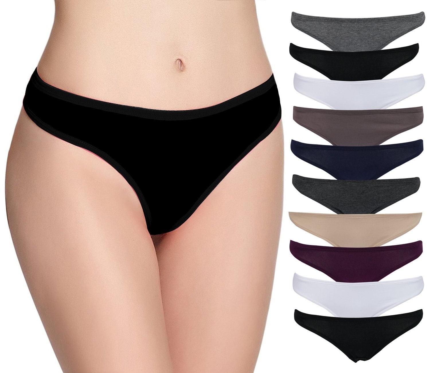 Emprella Womens Underwear Thong Panties - 10 Pack Colors and Patterns May  Vary 