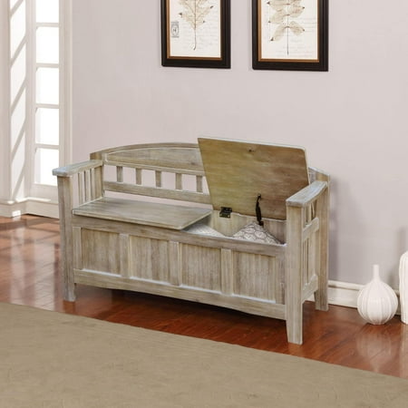 Linon Leslie Natural Finish Wood Storage Bench Linon Leslie Natural Finish Wood Storage Bench