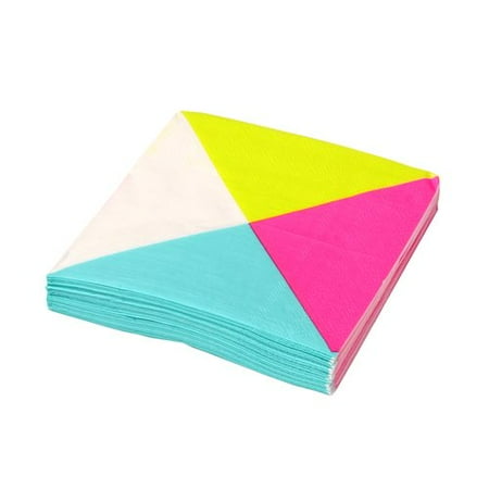 Gartner Studios 24-Piece Paper Beverage Napkins, Neon Clear Black