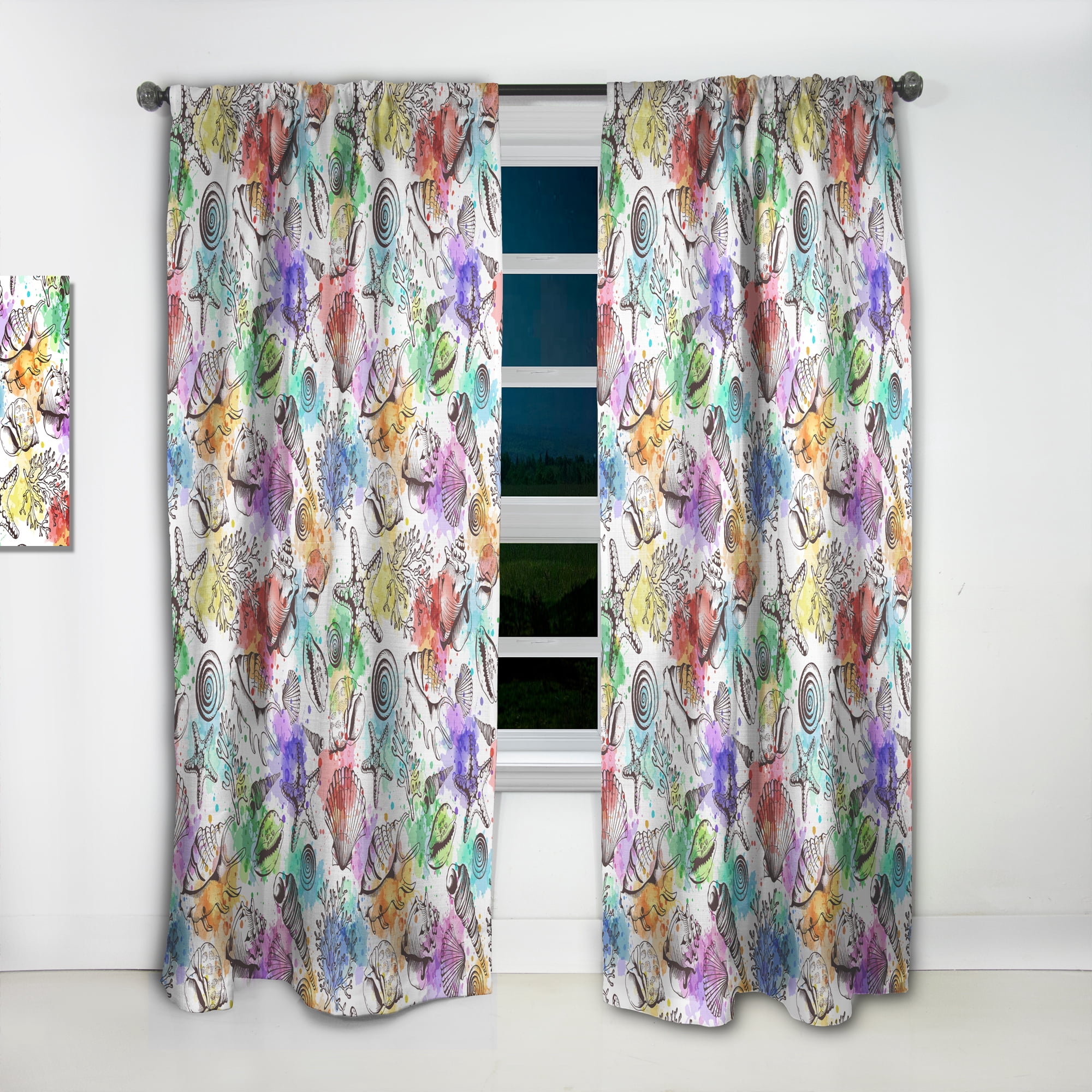 Designart 'Costal Life Form VI' Nautical & Coastal Curtain Panel