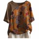 thumbnail image 2 of Puntoco Mujer Verano O-Cuello Corto 3/4 Manga Impreso Camisa Suelta Tops Blusa Puntoco Puntoco-6151, 2 of 3