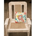 thumbnail image 2 of Carolines Treasures CJ2001-PW-Parent Letter Retro Teal Orange Musical Instruments Initial Canvas Fabric Decorative, 2 of 2