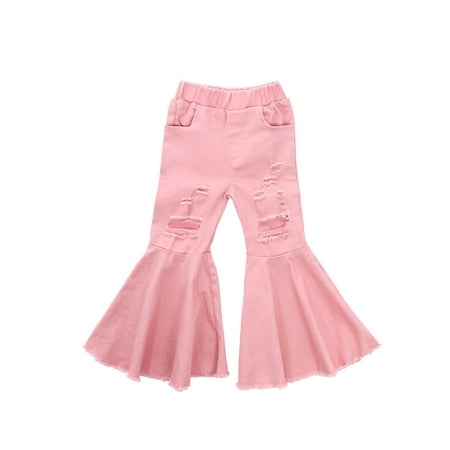 

Bmnmsl Baby Girl Spring and Summer Pants Flare Trousers Elastic Waist With Pocket