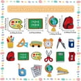 thumbnail image 2 of 16Pcs Back to School Iron on Patches Adhesive School Theme Sew on Patches Decorative Book Blackboard Painting Tray Bus Pencil Clock Embroidered Appliques Repair Patch for DIY Clothing DIY Craft, 2 of 9