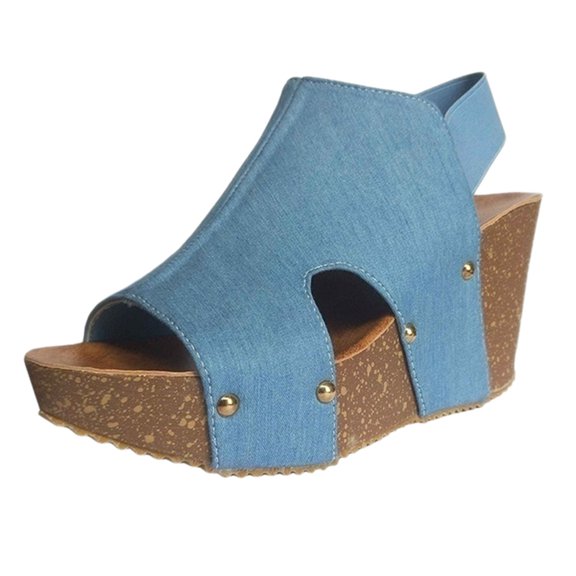 Utoimkio Wedge Sandals for Women Dressy Womens Flat Open Toe Wedges Thick Bottom Elastic Band Shoe Roman Sandals