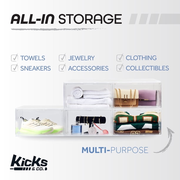 Kicks & Co XL Clear Plastic Shoe Storage Box, Stackable with Lids Kicks & Co XL Clear Plastic Shoe Storage Box, Stackable with Lids