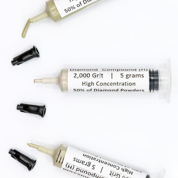 TechDiamondTools Diamond Lapping Paste Set of 3 Syringes X 5 Grams (H), Polish Lapping Compound, Sizes 800 1200 2000 Grit, Mesh - With High(50%) Concentration of Diamond Powders