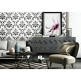 thumbnail image 2 of Black/Silver/White/Gray Damask Embossed Textured Thick Wallpaper Roll for Living Room Bedroom Decorative 20.86“ x 32.8', 2 of 8