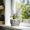 thumbnail image 2 of 6 inch Pots for Plants, Round Ceramic Planter with Drainage, Modern Pot for Indoor & Outdoor Use, for Cheerful Patio Decor, Blue and Beige, 2 of 6