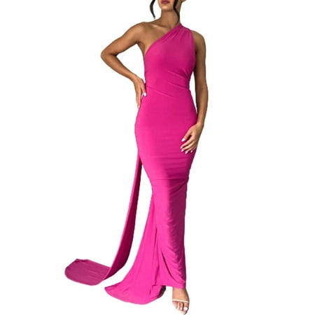 JBXKXYW Dresses for Women 2024 Women Sexy Backless Dress Bodycon Sleeveless Open Back Maxi Dress Going Out Elegant Party Cocktail Long Dress Womens Dresses (Hot Pink S)
