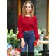 thumbnail image 2 of INSPIRE CHIC Blusa De Fiesta Ligera Con Lazo En La Espalda Y Mangas Acampanadas Para Mujer Rojo S, 2 of 6