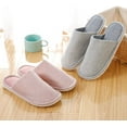 thumbnail image 4 of Men's and Women's Washable Linen-Cotton Slippers: Striped Closed Toe with Gripped for Home Comfort, 4 of 9