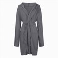 thumbnail image 4 of NOLDARES Mens Hooded Terry Cloth Robe, Big and Tall Bathrobe, Full Length Cotton & Absorbent Robe for Spa, Shower & Sleepwear(Grey,XXL), 4 of 5