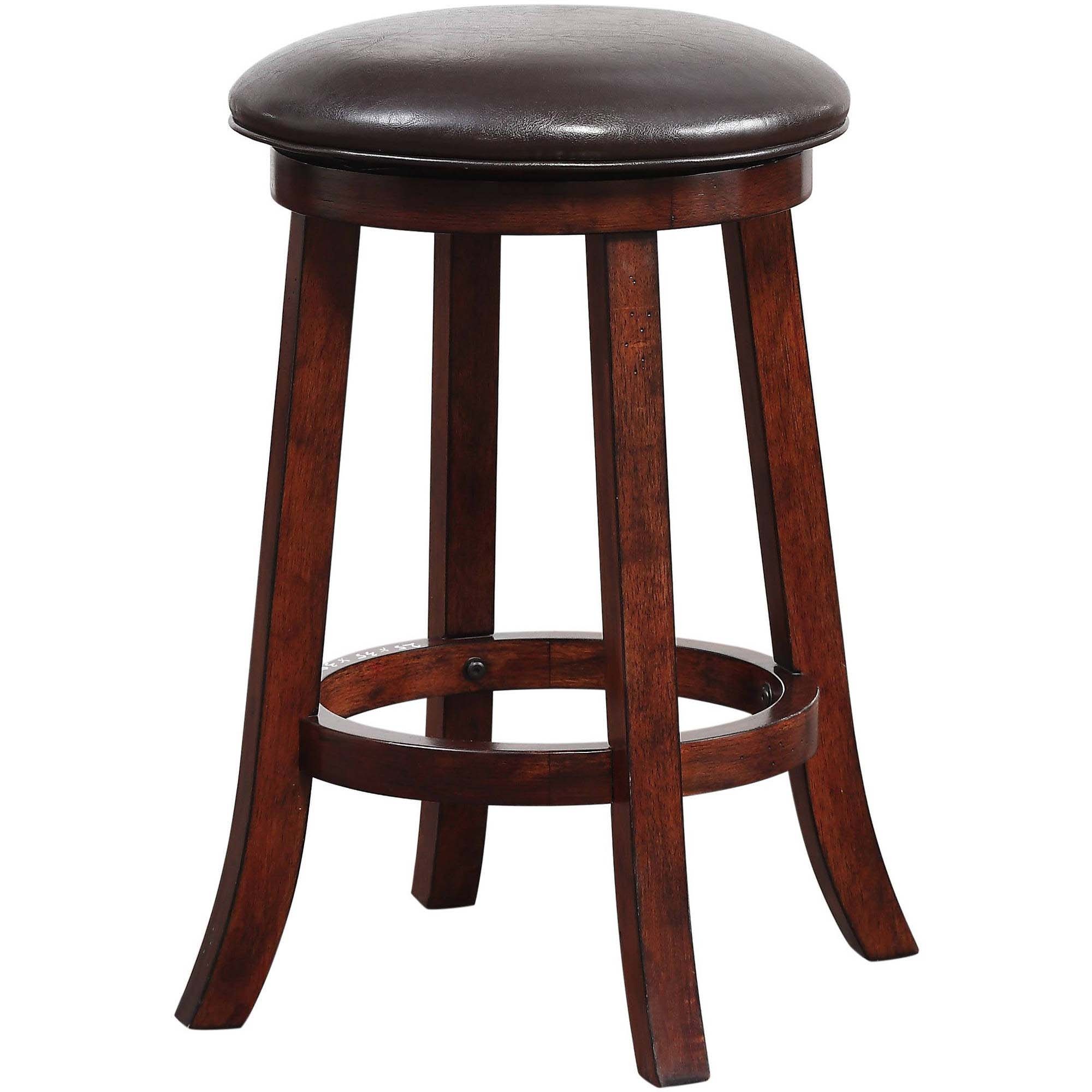 24 Inch Leatherette Round Counter Stool with Flared Legs, Set of 2